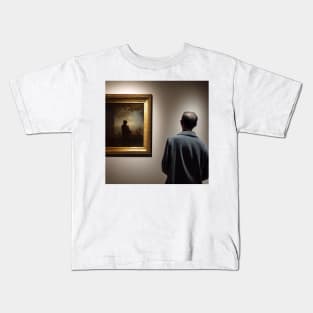 A person in a museum gallery, looking at a painting, of a person, who is looking at, or painting, a painting Kids T-Shirt